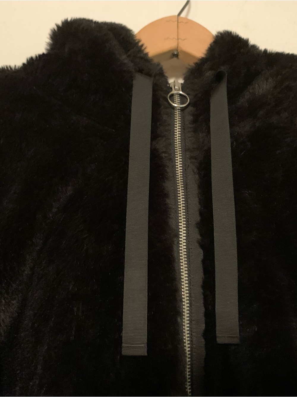Athleta Ritual Black Faux Fur Zip Up Hoodie Jacket Coat Size XL 16 - Picture 5 of 12